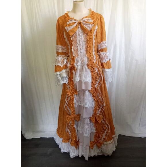 Victorian Dress Renaissance Costume Ball Gown Gold Med Princess Lolita Cosplay - Picture 1 of 8